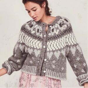LoveshackFancy Fair Isle Jamie Cardigan Small NWOT